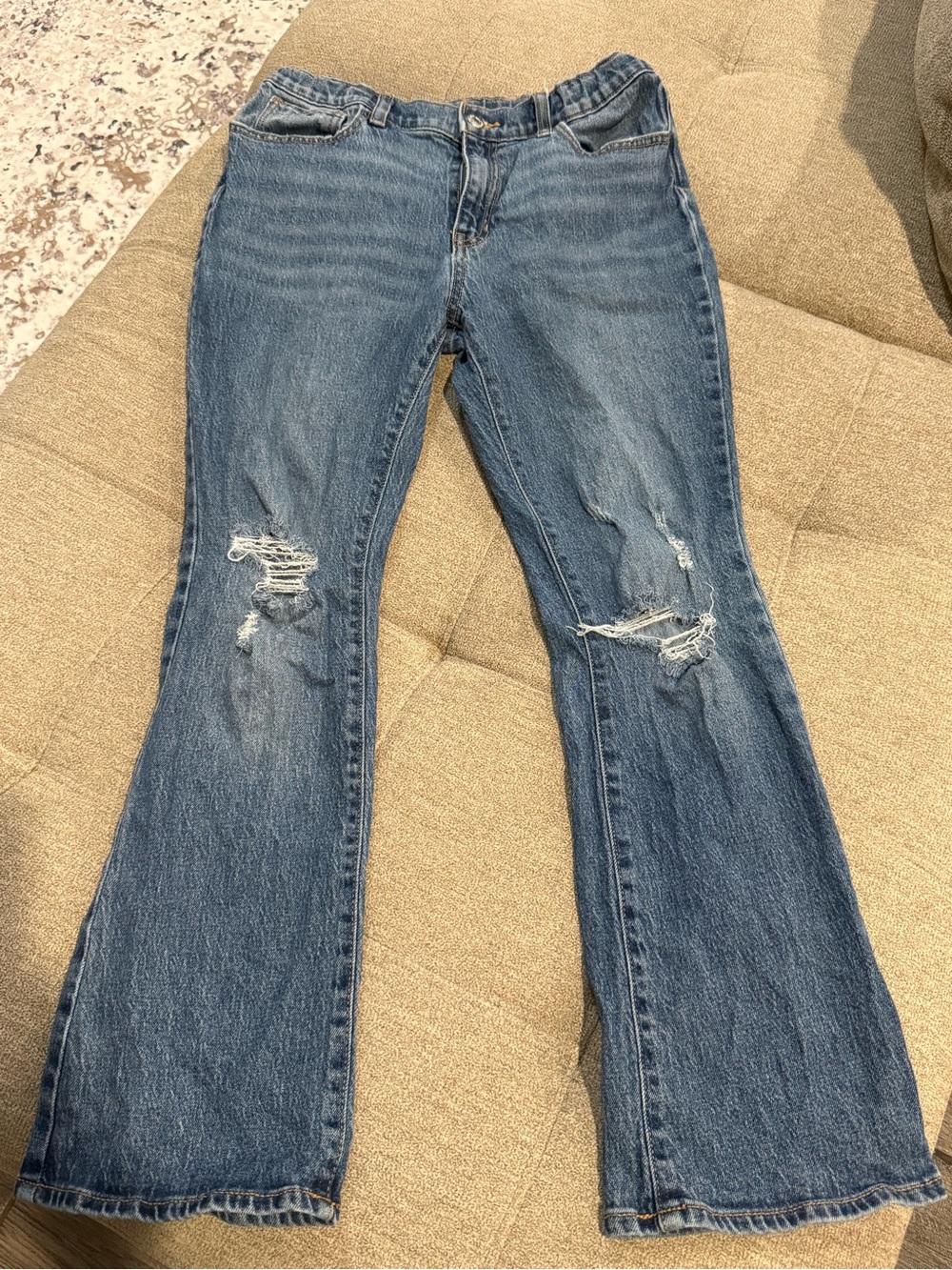 Girls Old Navy Distressed Blue Flare Jeans